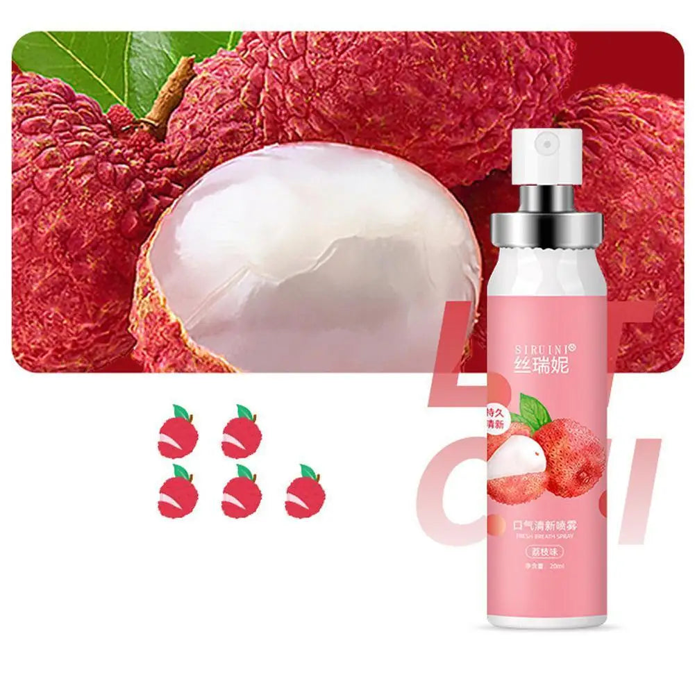 Breath Freshener Spray Fruity Flavor Lychee Watermelon 0 Sucrose 0 Alcohol 0 Preservatives Oral Care Products Breath Freshener Peaceful Pleasures Health and Wellness