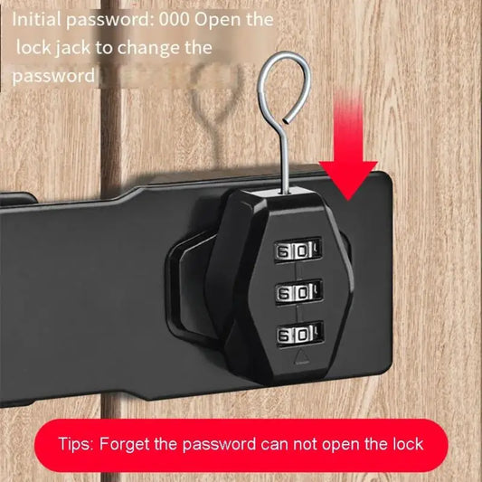 3-Digit Combination Password Lock Security Door Bolt Cabinet Password Lock Drawer Lock Anti-theft Household Cabinet Hardware Peaceful Pleasures Health and Wellness