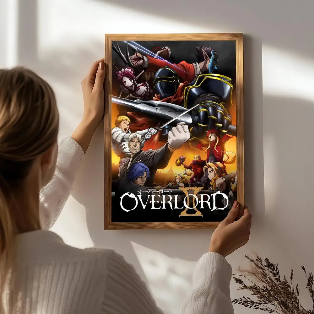 Anime O-OVERLORD Poster HD Self Adhesive Waterproof Wall Art Ideal for Home Office Dorm Bedroom Great Gift Peaceful Pleasures Health and Wellness White2 50X70cmNoframe