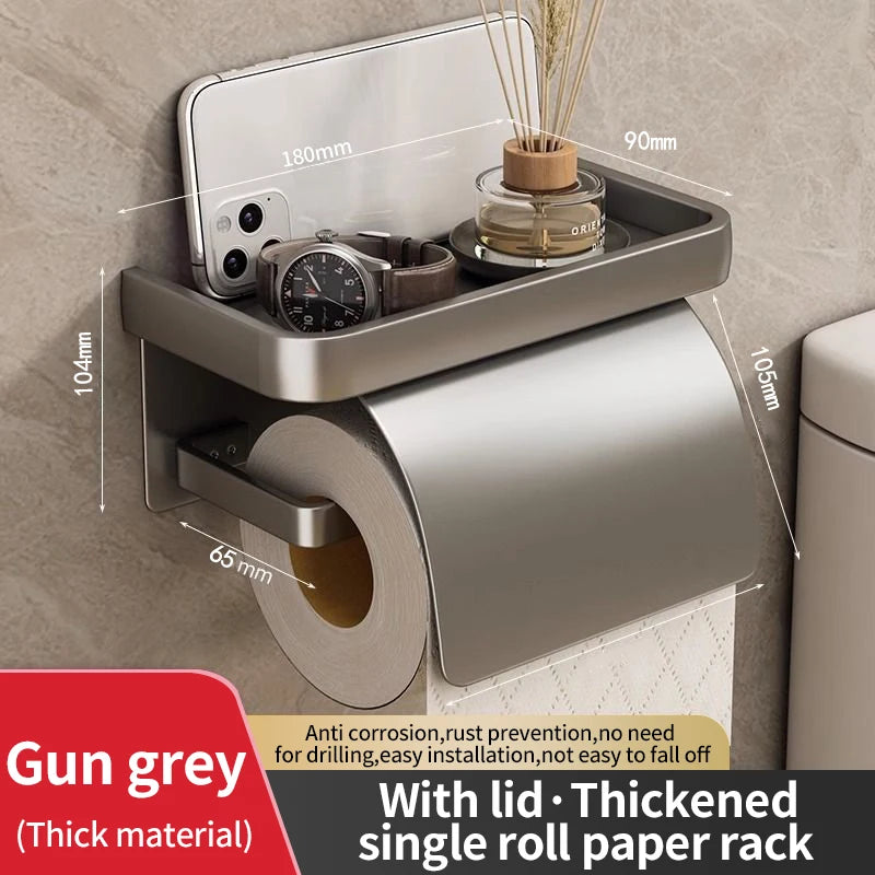 No-Drill Double Layer Toilet Paper Holder & Shelf | YUNJIEYA