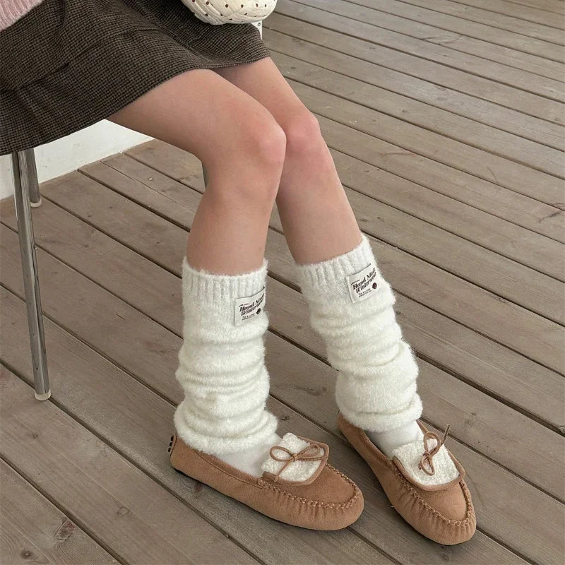 New Korean Style Sweet Cotton Ankle Sock with Marshmallow Patch Thick Warm Slouch Socks for Autumn Winter Fashionable Leg Warmer Peaceful Pleasures Health and Wellness