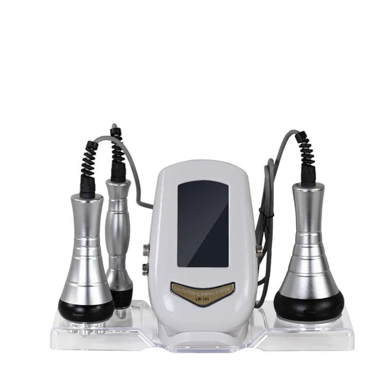3-in-1 40K Body LossWeight Massager Cavitation Machine Multi-Functional Device Face Body Tightening Lifting Beauty Salon Peaceful Pleasures Health and Wellness Silver EU Plug