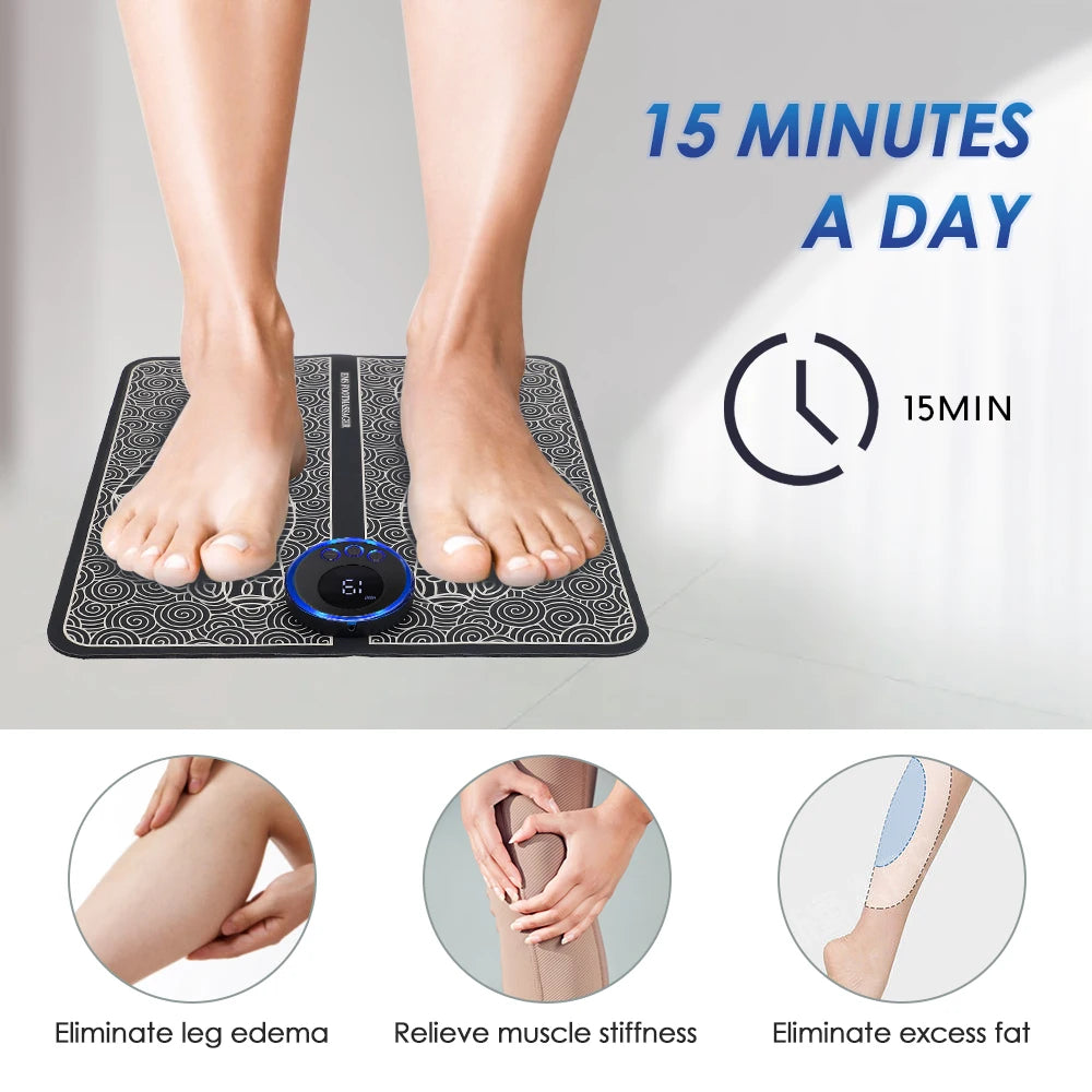 Smart EMS Massage Pad with RF Remote Improve Blood Circulation Leg Shaping Microcurrent Pulse Foot Massager Mat Acupoint Peaceful Pleasures Health and Wellness