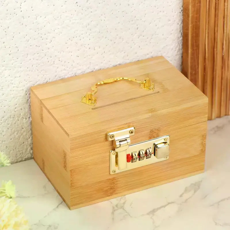 Wooden Combination Lock Treasure Box | Decorative Savings Bank