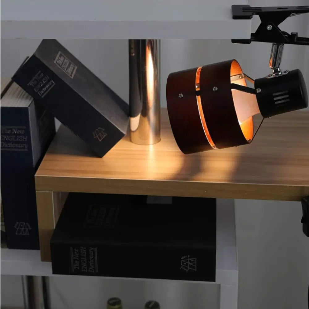 Retro Japanese Solid Wood Swing Arm Clip Wall Lamp 7W LED
