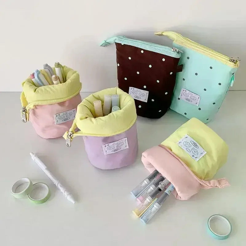 Polka Dot Pencil Case – Portable Large Capacity Pen Organizer