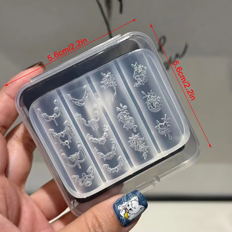 Clear Silicone Nail Flower Chains Carving Bow Mold Nail Decorations Nails DIY Design Stereoscopic Stamping Plate Manicure Tools Peaceful Pleasures Health and Wellness one size