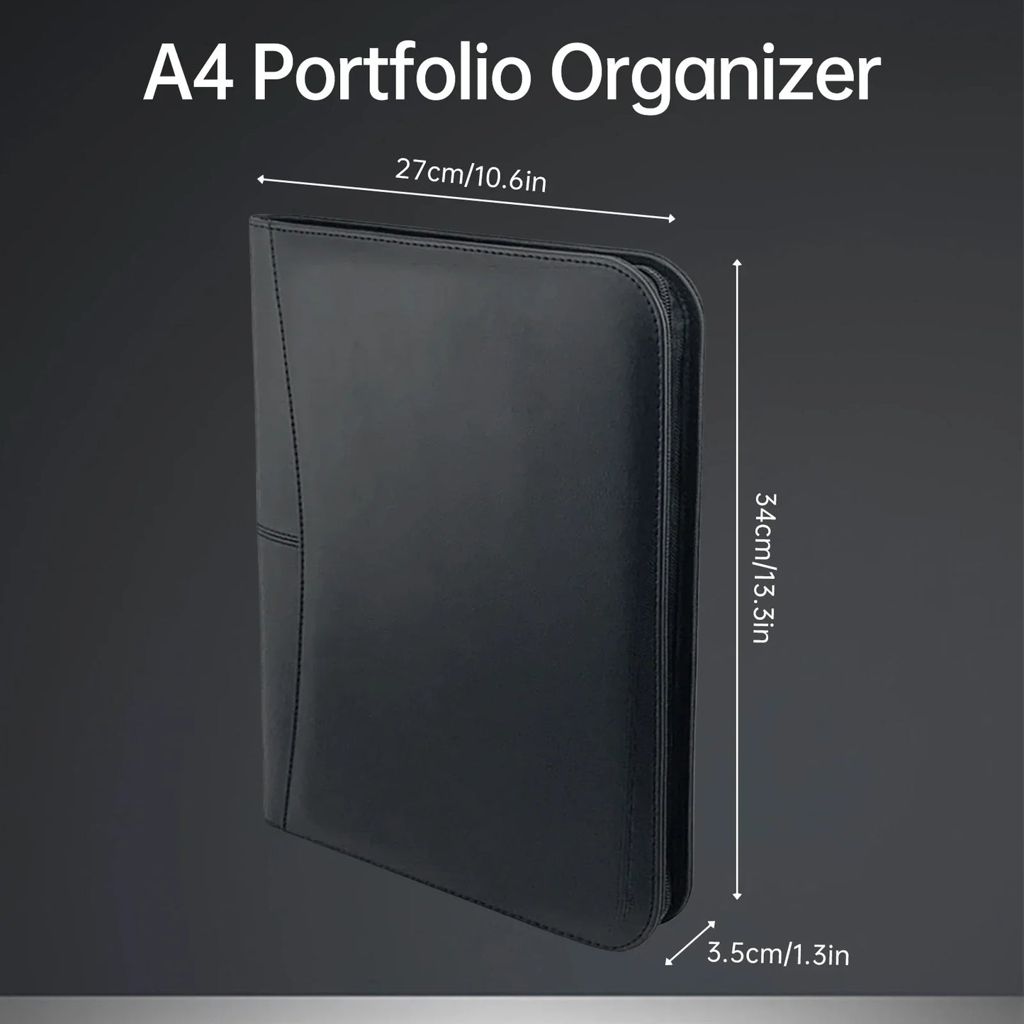 Bisofice Zippered Business Padfolio A4 PU Leather Portfolio Organizer