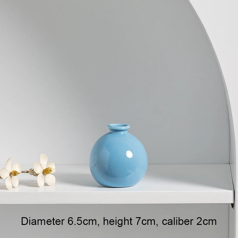Mini Ceramics Vase Interior Accessories Ceramic Vase Desktop Ornament Flower Arrangement Vase Art Flower Decorative home decor Peaceful Pleasures Health and Wellness Blue China Mainland
