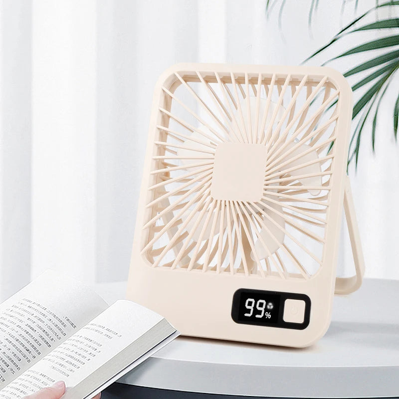 Rechargeable Desktop Fan Foldable Convenient Strong Wind Low Noise Type-C Five-Speed Adjustment LED Display Power Peaceful Pleasures Health and Wellness