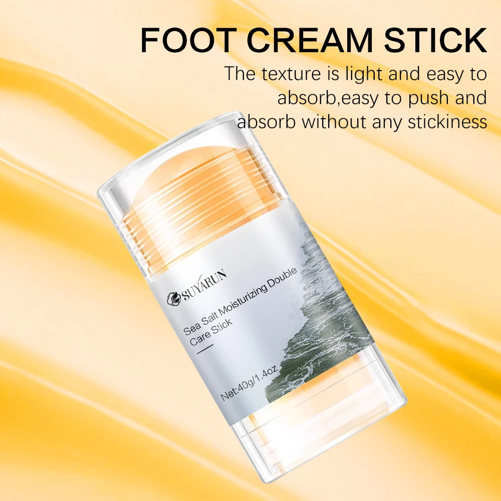 SUYARUN Sea Salt Foot Cream Stick - Exfoliating Moisturizer for Cracked Heels, Anti-Cracking Pedi Care, Natural Hydration. Peaceful Pleasures Health and Wellness