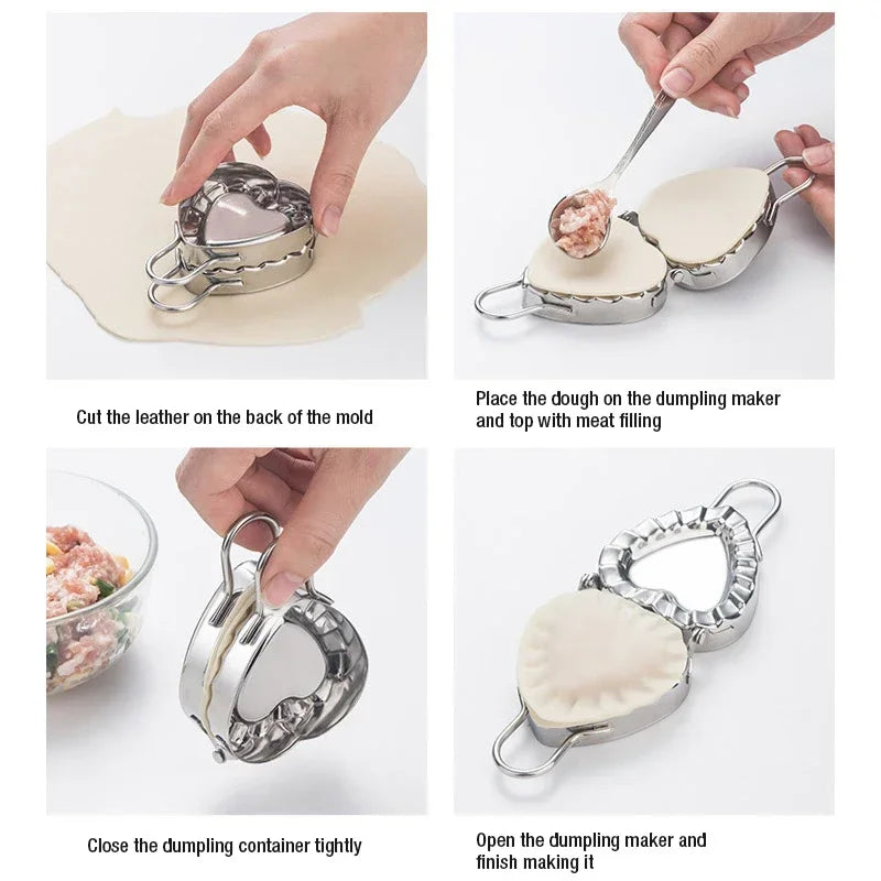 Heart shaped stainless steel dumpling machine set - simple dumpling packaging and dumpling pressing mold Peaceful Pleasures Health and Wellness