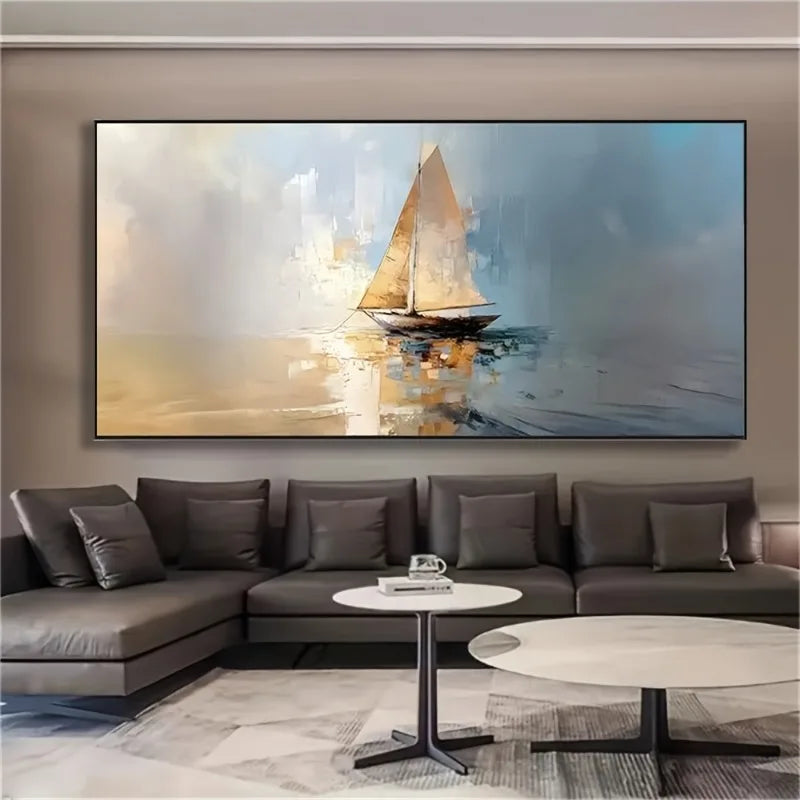 Nautical Sailboat Canvas Wall Art | Vibrant Frameless Painting Canvas Wall Art Peaceful Pleasures Health and Wellness