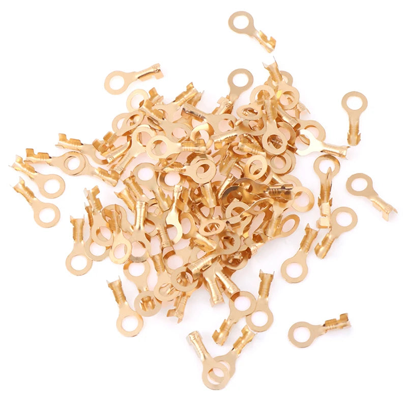 100Pcs 4.2mm Gold Brass Round Terminal Power Supply Wire Contor Peaceful Pleasures Health and Wellness