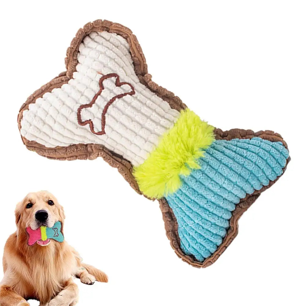 Plush Dog Bone Squeaky Toy – Small & Medium Dogs Chew Toy