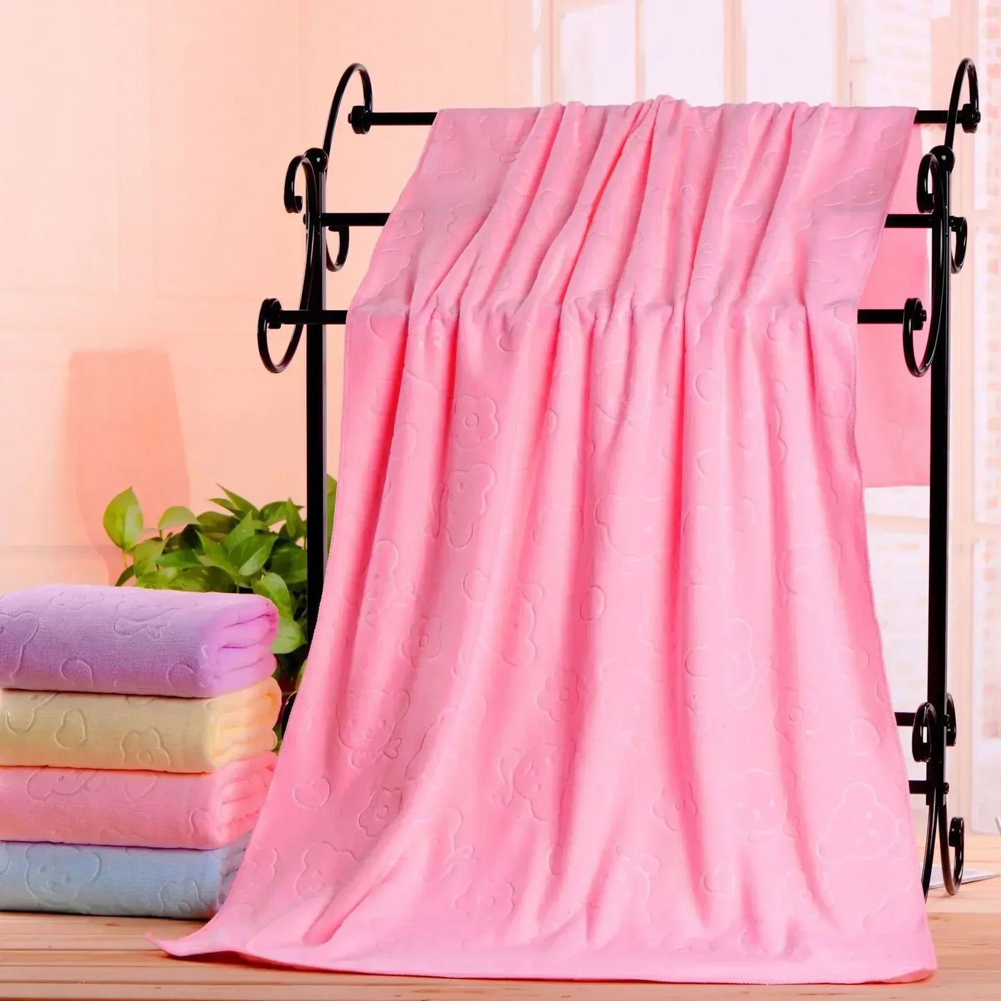 Embossed Microfiber Bath Towel | Quick-Dry & Ultra-Absorbent