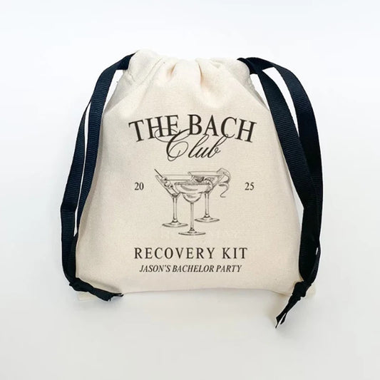 5-Pack Personalized Bachelorette Drawstring Bags | Bach Party Gifts Party Favor Bags Peaceful Pleasures Health and Wellness