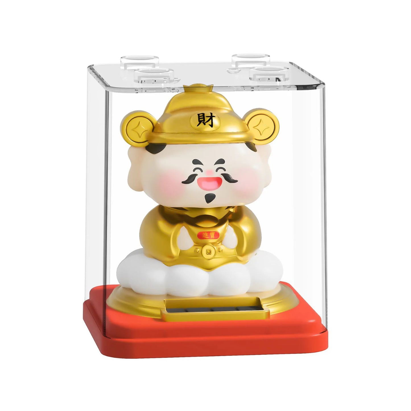 Solar Powered Money God Figurine Auto Noddin Implies Auspiciousness Car Decoration Dashboard Automatic Nodding Solar Decor Peaceful Pleasures Health and Wellness I