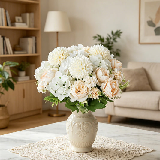 Silk Peony Hydrangea Artificial Flower Bouquet – Wedding & Home Decor