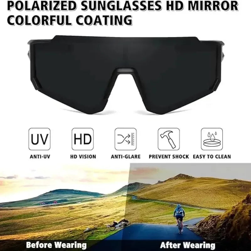 New Outdoor Riding Sunglasses One-piece Bicycle Windscreen European and American MEN'S Sports Sunglasses Peaceful Pleasures Health and Wellness