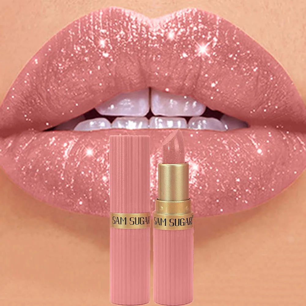 Pearlescent Sparkling Lipstick – Waterproof Lip Gloss, 6 Shades