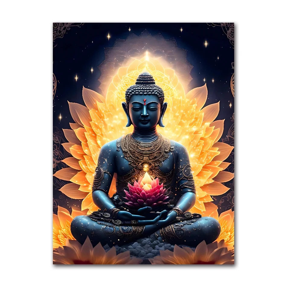 HD Buddha Canvas Wall Art | Zen Statue Print for Living Room
