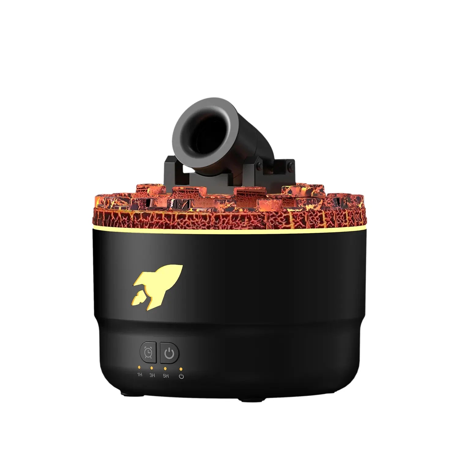 Volcanic Crack Cannon Humidifier Essential Oil Diffuser Aromatherapy 7Colour Gradient Night Light Ultrasound Arome Diffuser Peaceful Pleasures Health and Wellness Black EU
