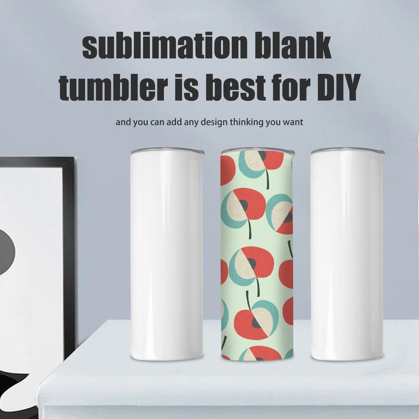 20 oz Skinny Sublimation Tumblers | Stainless Steel Blanks 4-Pack