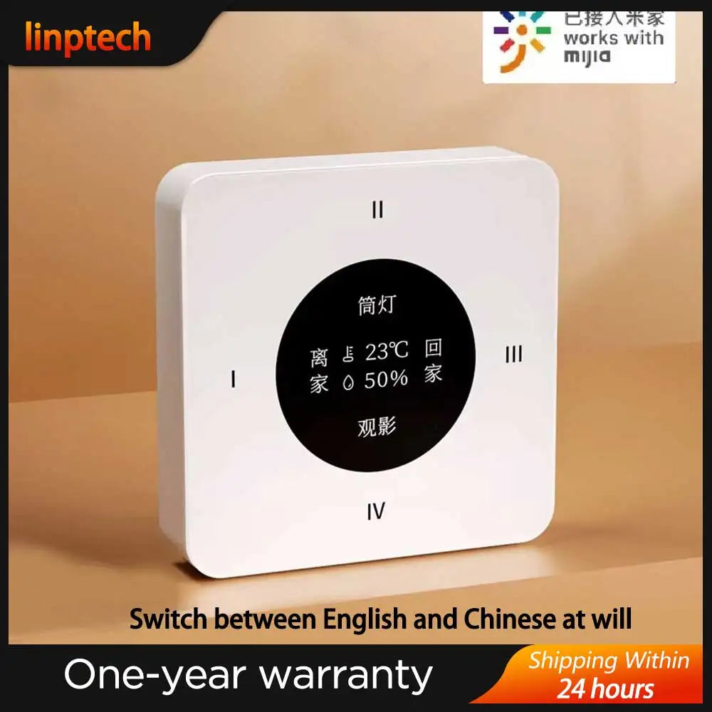 Linptech Wireless Switch KS1 Pro Glass Screen Temperature Humidity Sensor Smart Linkage Wiring-Free Smart Remote Control Switch Peaceful Pleasures Health and Wellness