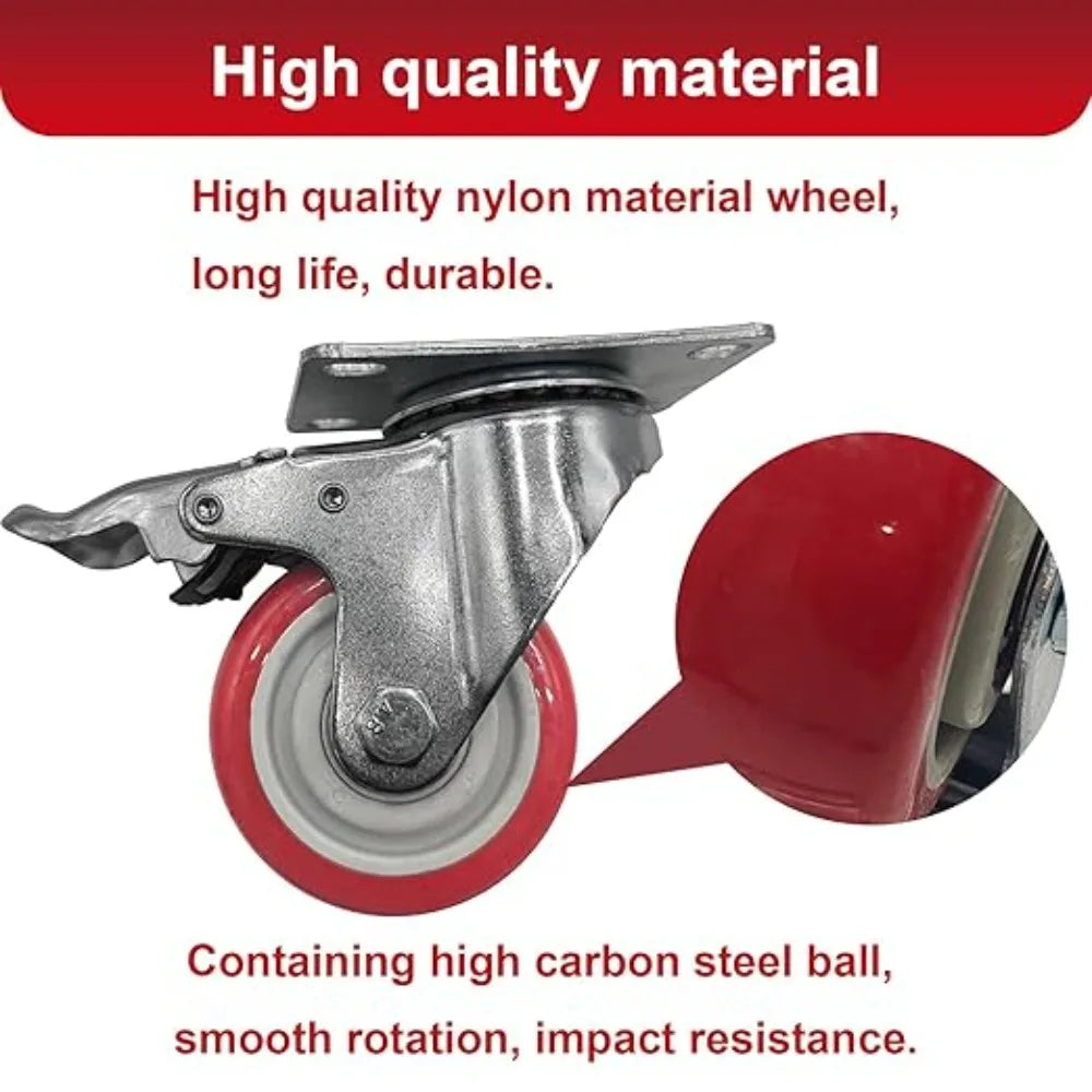 4-Pack 4" Heavy-Duty Swivel Caster Wheels | 500kg Dual Brake