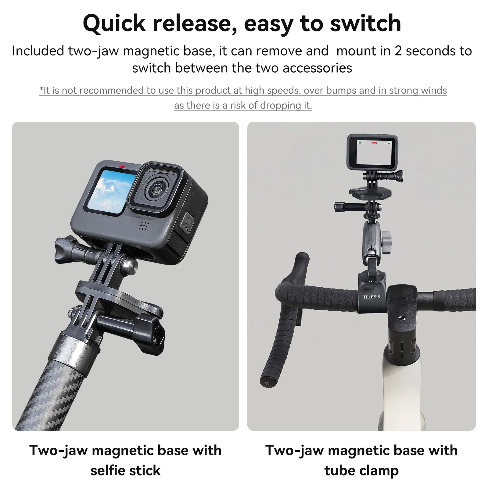 TELESIN Magnetic Action Camera Quick Release Bracket Gopro Accessories Release Bracket for GoPro Hero Insta 360 DJI Mobile Phone Peaceful Pleasures Health and Wellness
