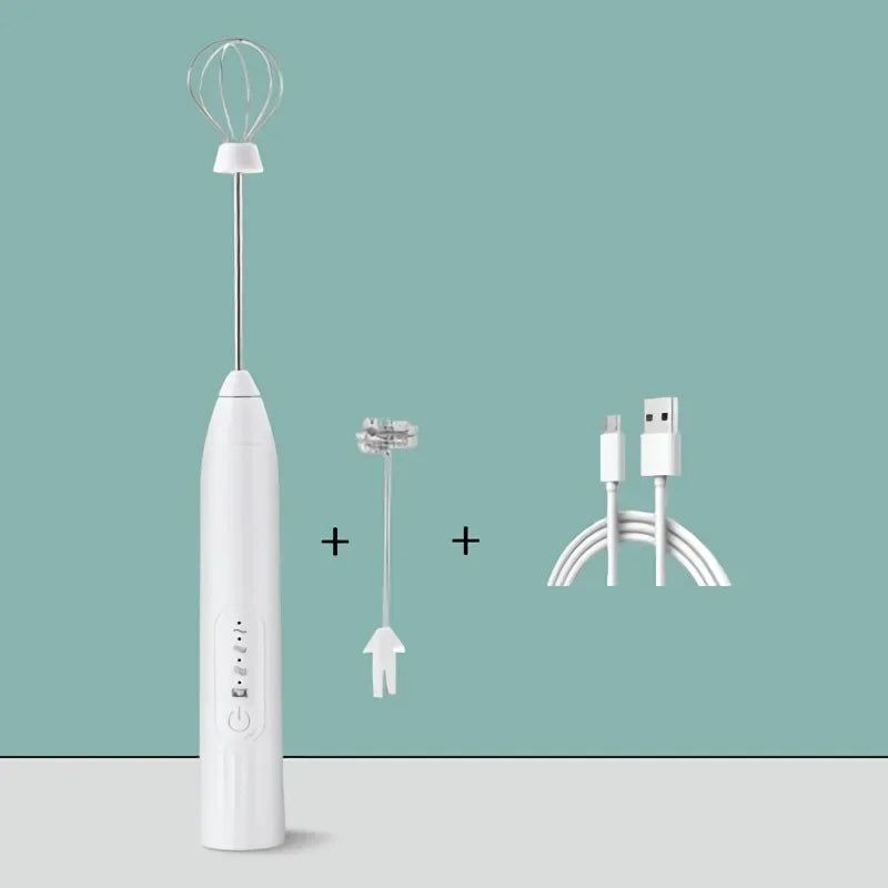 Electric Milk Frother & Egg Beater – 3-Speed Handheld Mixer Electric Milk Frother Peaceful Pleasures Health and Wellness Nordic white