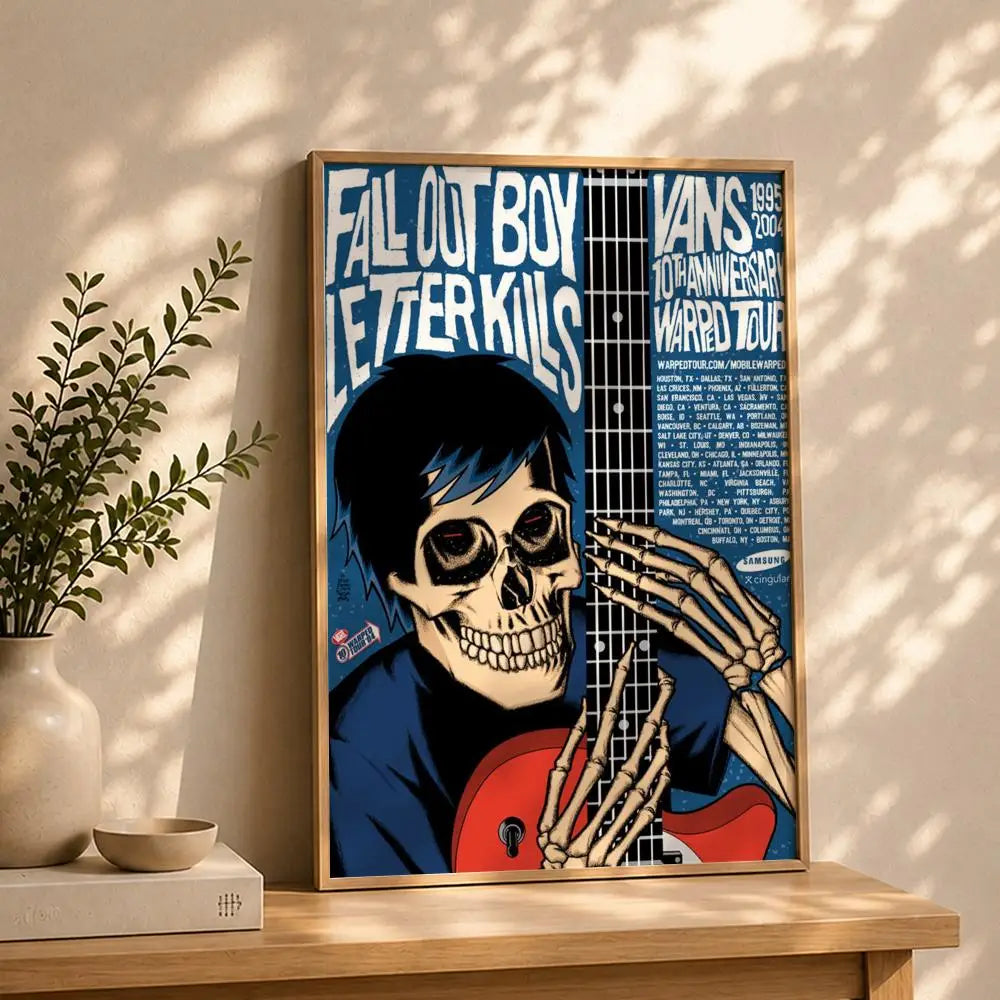 Band F-Fall Out BoyS Poster HD Self Adhesive Waterproof Wall Art Ideal for Home Office Dorm Bedroom Great Gift Peaceful Pleasures Health and Wellness