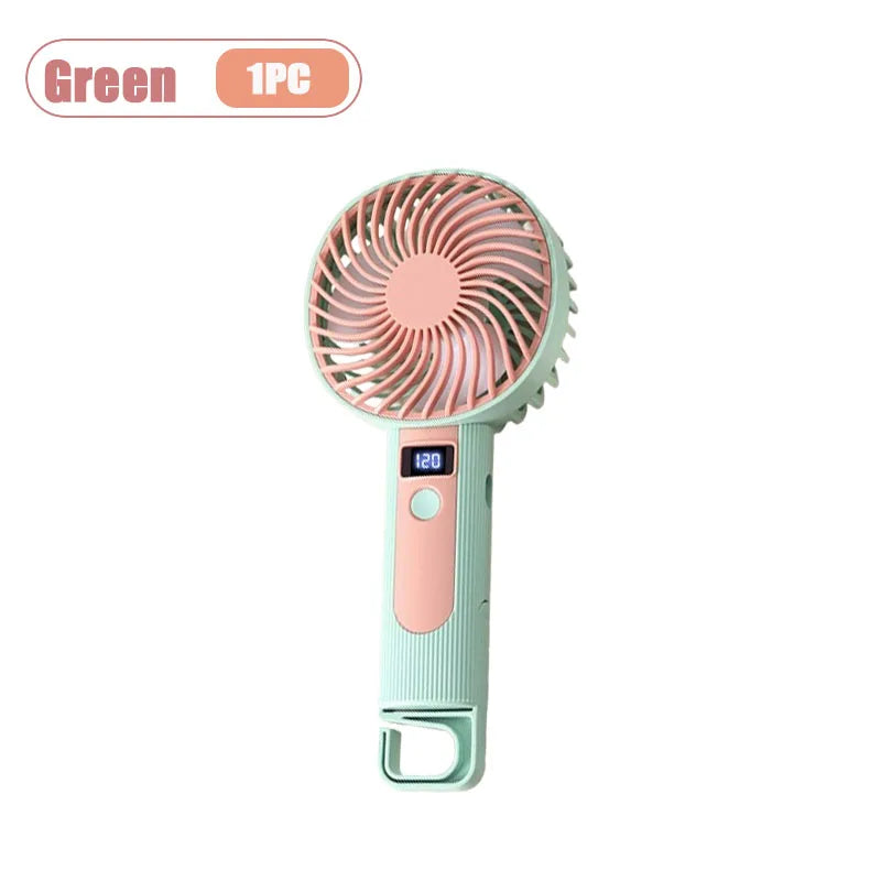 120-Speed Portable Handheld Fan | USB Rechargeable & Digital Display