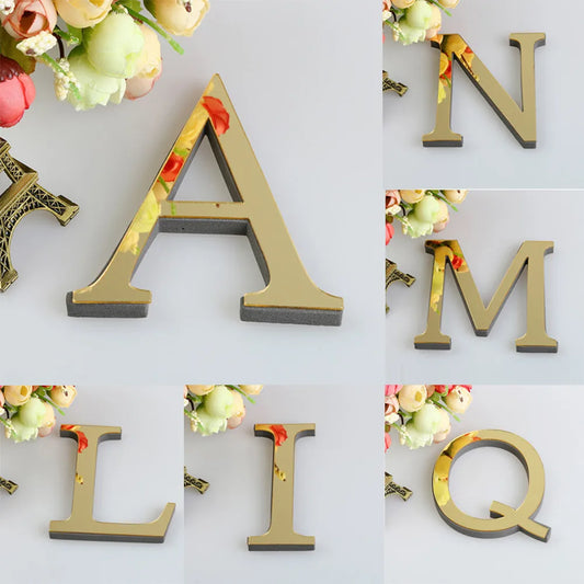 3D Mirror Acrylic Letter Wall Sticker | DIY Gold Alphabet Decal Mirror Letter Wall Sticker Oasis Select