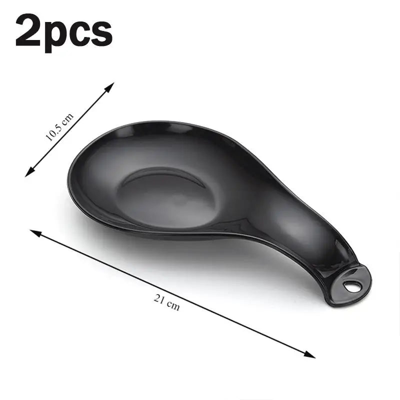 Large Ceramic Spoon Rest – Heat-Resistant & Dishwasher Safe Ceramic Spoon Rest Peaceful Pleasures Health and Wellness Black