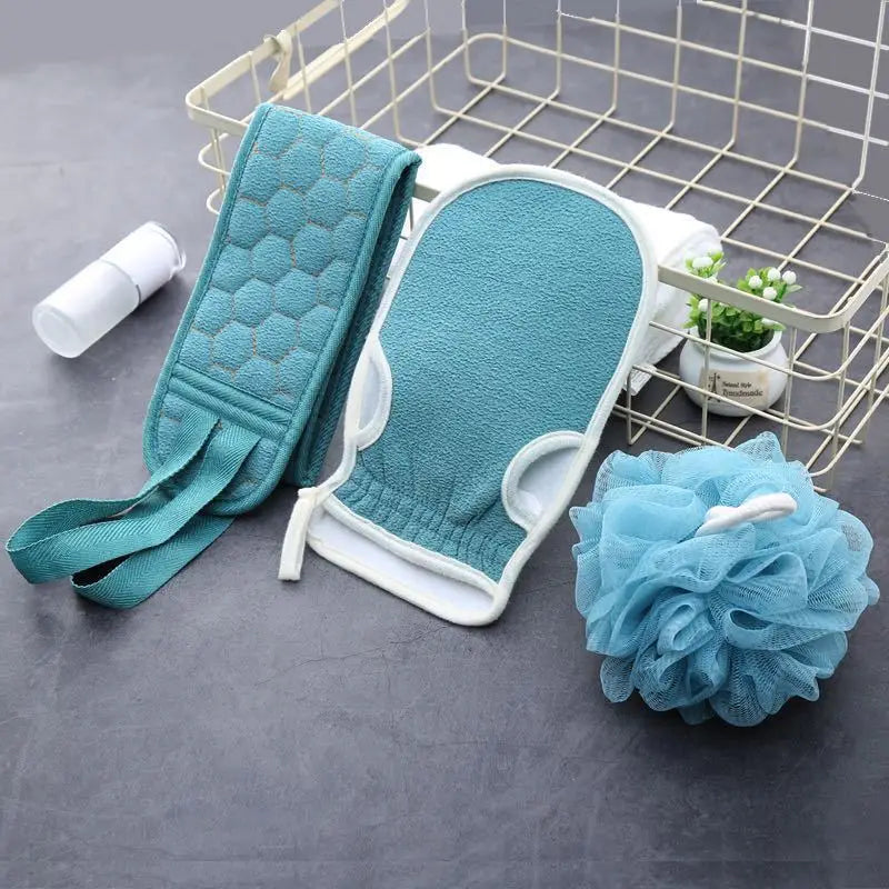 3-Piece Bath Scrubber Set – Back Scrubber, Gloves & Loofah