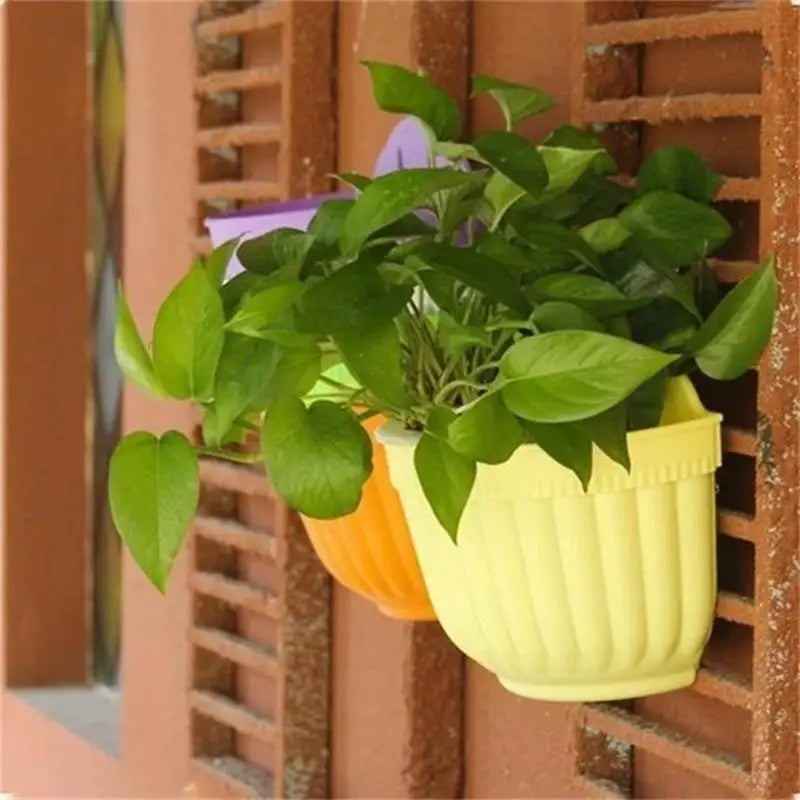 Wall Mounted Plastic Flowerpot Resin Gardening Colored Green