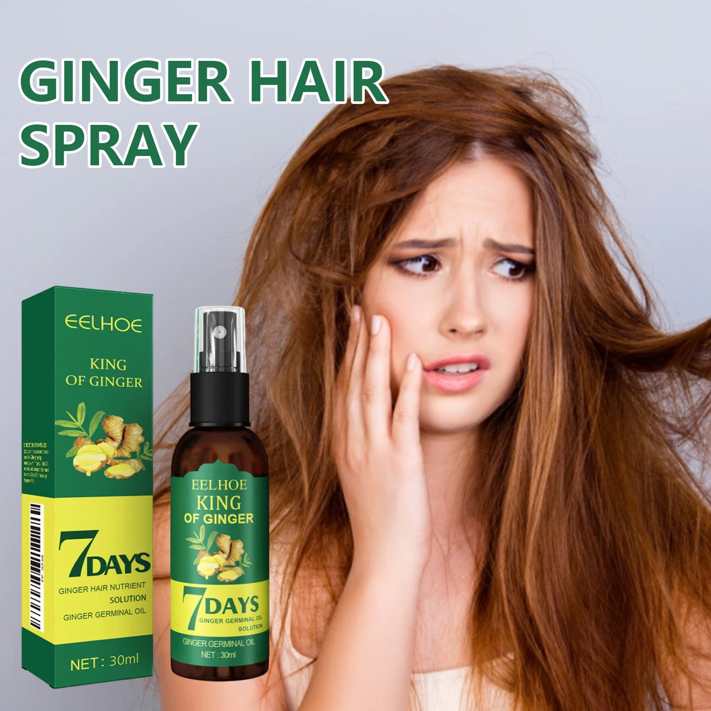 Ginger Root Scalp Serum Spray – Nourishing Mist for Dry Frizzy Hair