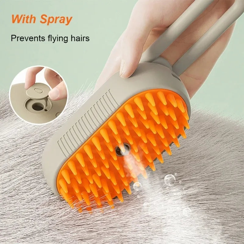 3-in-1 Electric Steam Spray Pet Grooming Brush for Cats & Dogs