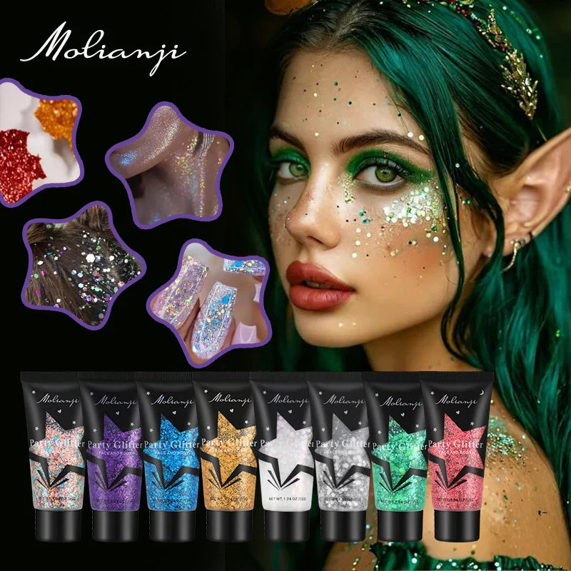 Multicolor Body Glitter – Waterproof & Sweat-Resistant Makeup