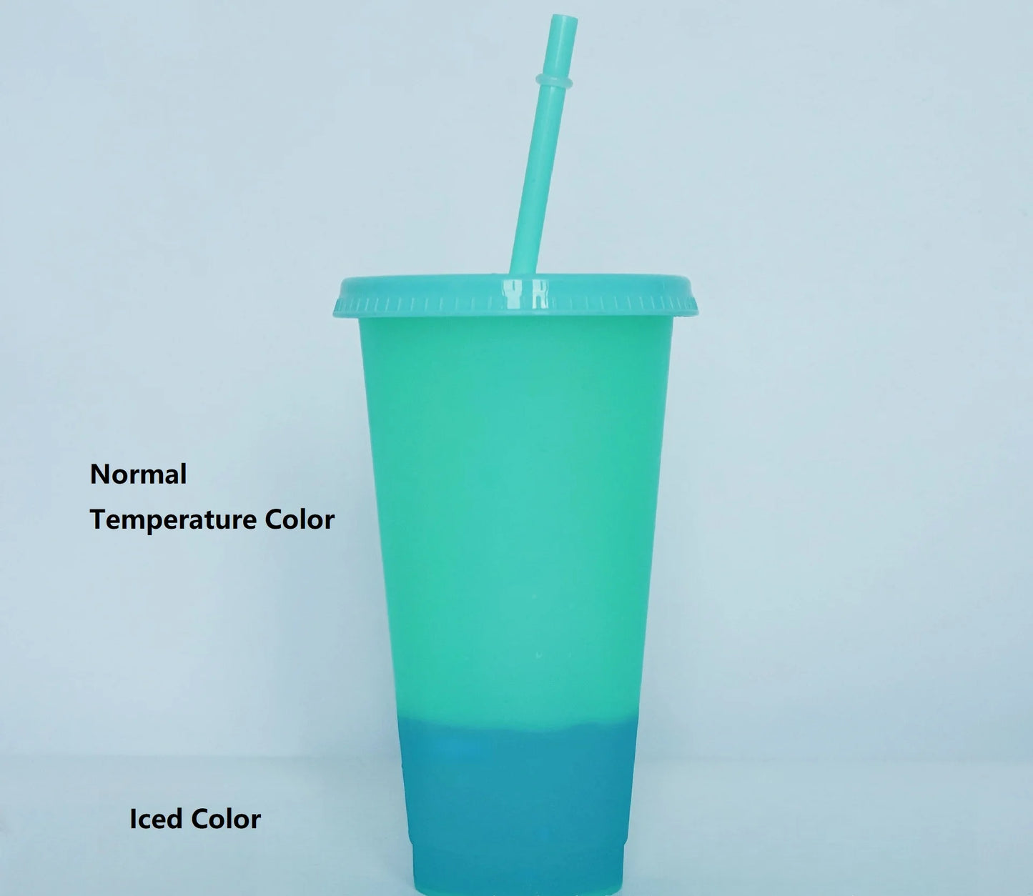 5PCS Plastic Cute Cold Cups with Lids and Straws for Iced Coffee 24 oz Color Changing Reusable for Adults Kid Women Party Peaceful Pleasures Health and Wellness 5pcs Green