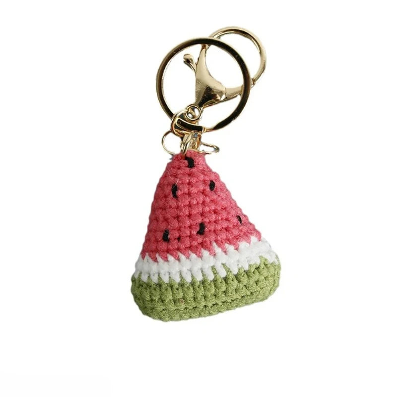 Handmade Crochet Watermelon Keychain | Cute Fruit Charm Pendant