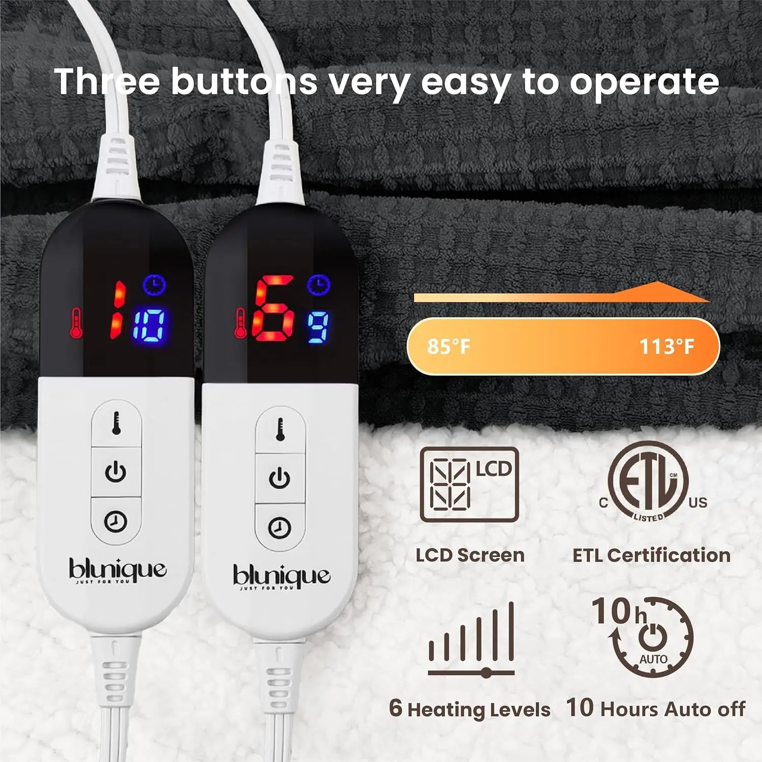 Queen Size Electric Heated Blanket – Dual Controllers, Sherpa Fleece, 6 Heat Levels & Auto Shut-Off Electric Blanket Peaceful Pleasures Health and Wellness