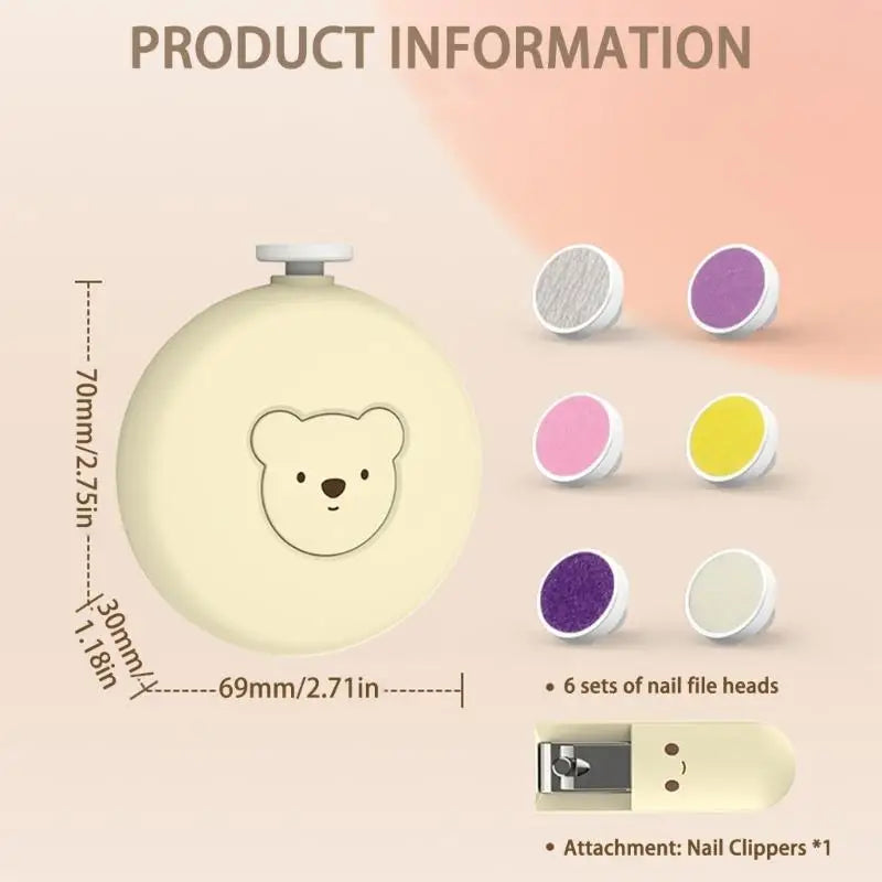 Baby Electric Nail Grinder | 6 Heads, Quiet & Safe for Infants