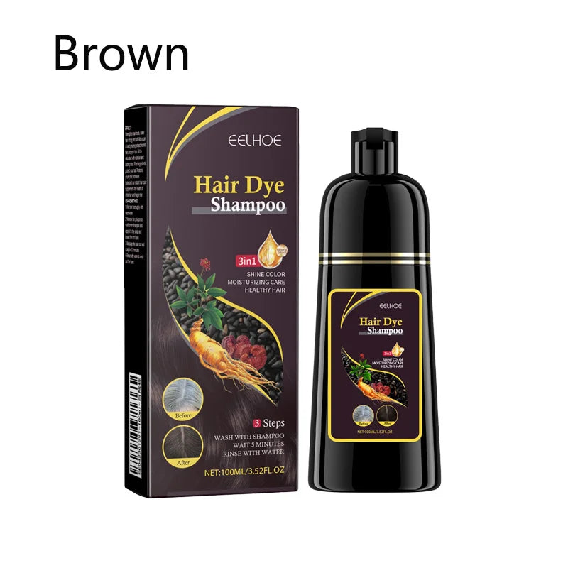 100ml Black Color Hair Dyeing Shampoo 3-in-1 Natural Herbal Instant Coloring Shiny Hair Dye Shampoo Cleaning Nourishing Hair Peaceful Pleasures Health and Wellness Brown