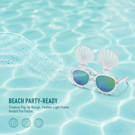 Shell Sunglasses – Hawaii Beach Party UV400 Photo Props Novelty Sunglasses Oasis Select Default Title