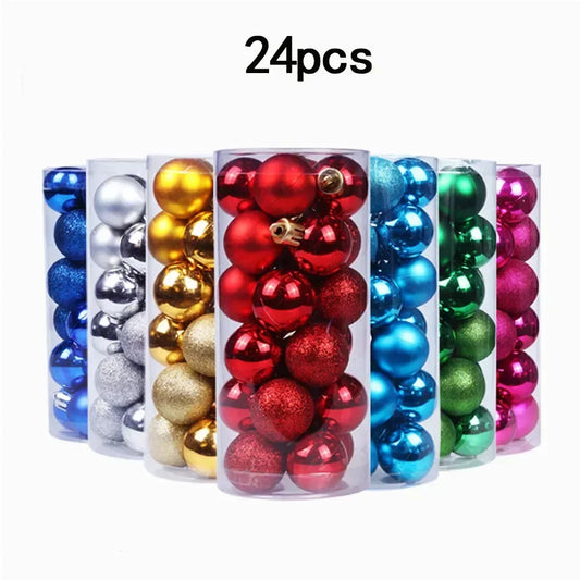 24-Pack 3cm Christmas Ball Ornaments – Shiny, Matte & Glitter Christmas Tree Ornaments Oasis Select