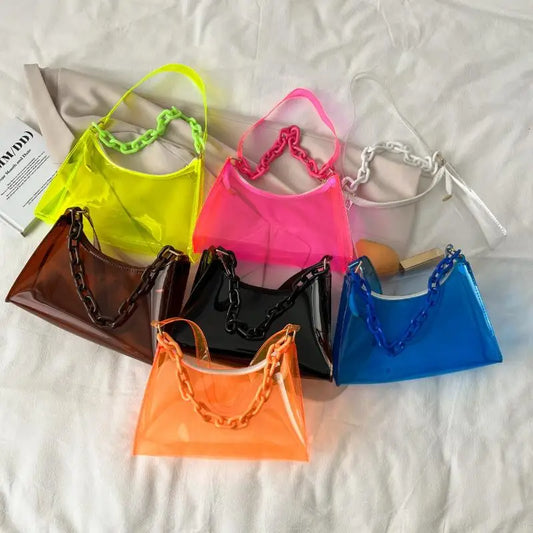 Clear Jelly Shoulder Bag – Y2K Transparent Underarm Purse Jelly Shoulder Bag Oasis Select