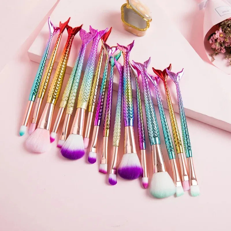4-Piece Mermaid Makeup Brush Set – Soft Fiber Beauty Kit